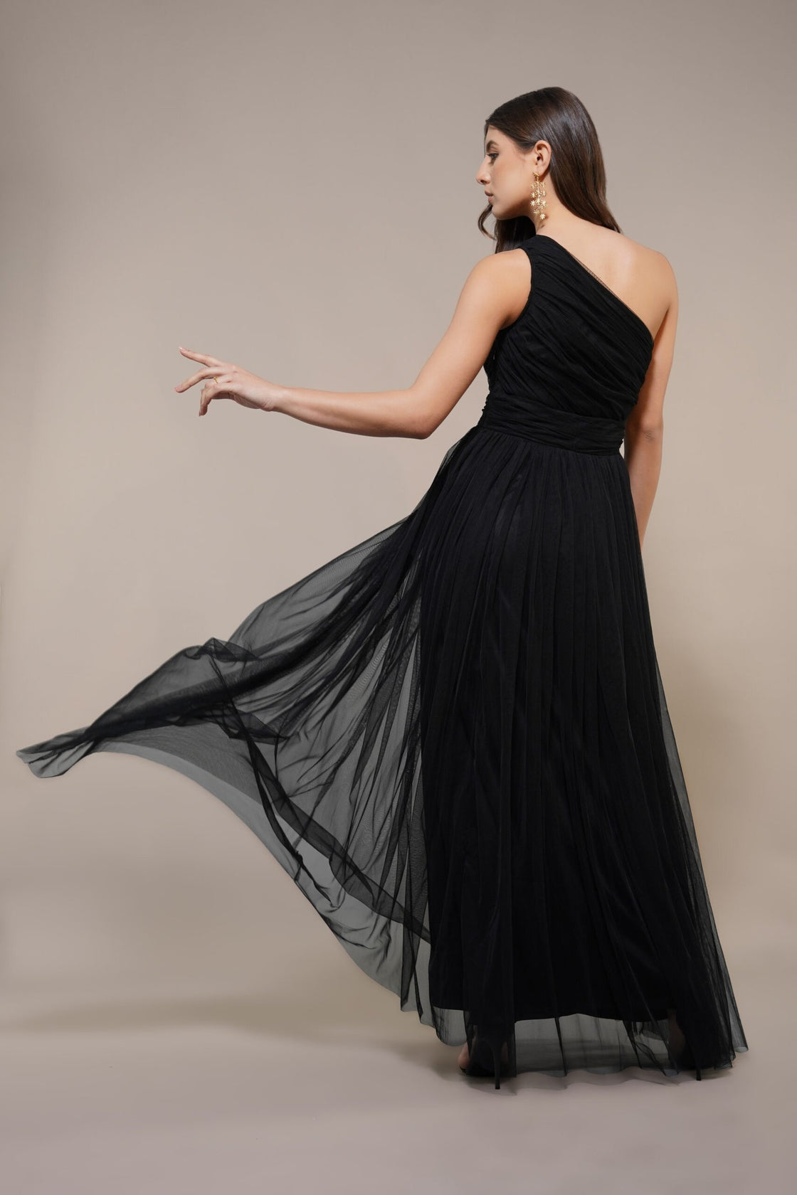 One Shoulder Midi Black