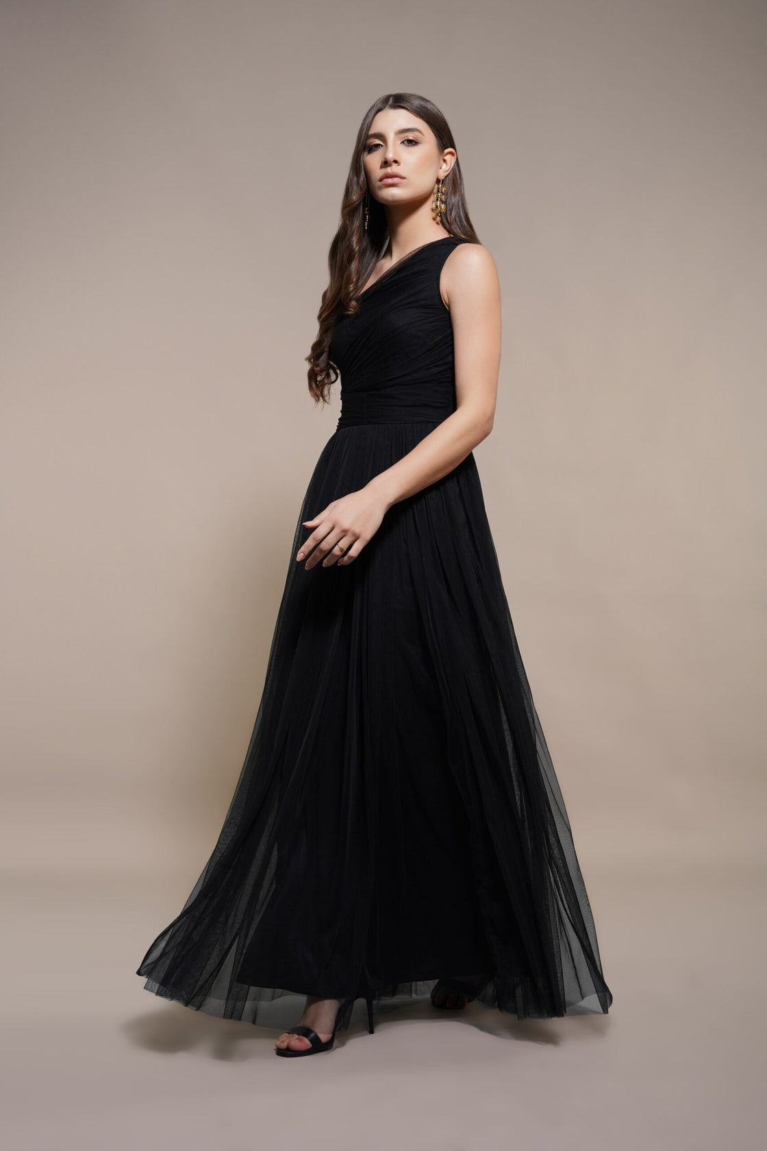 One Shoulder Midi Black