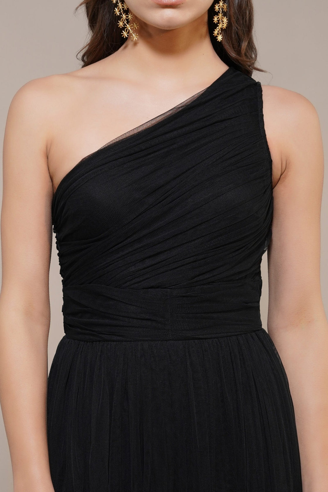 One Shoulder Midi Black