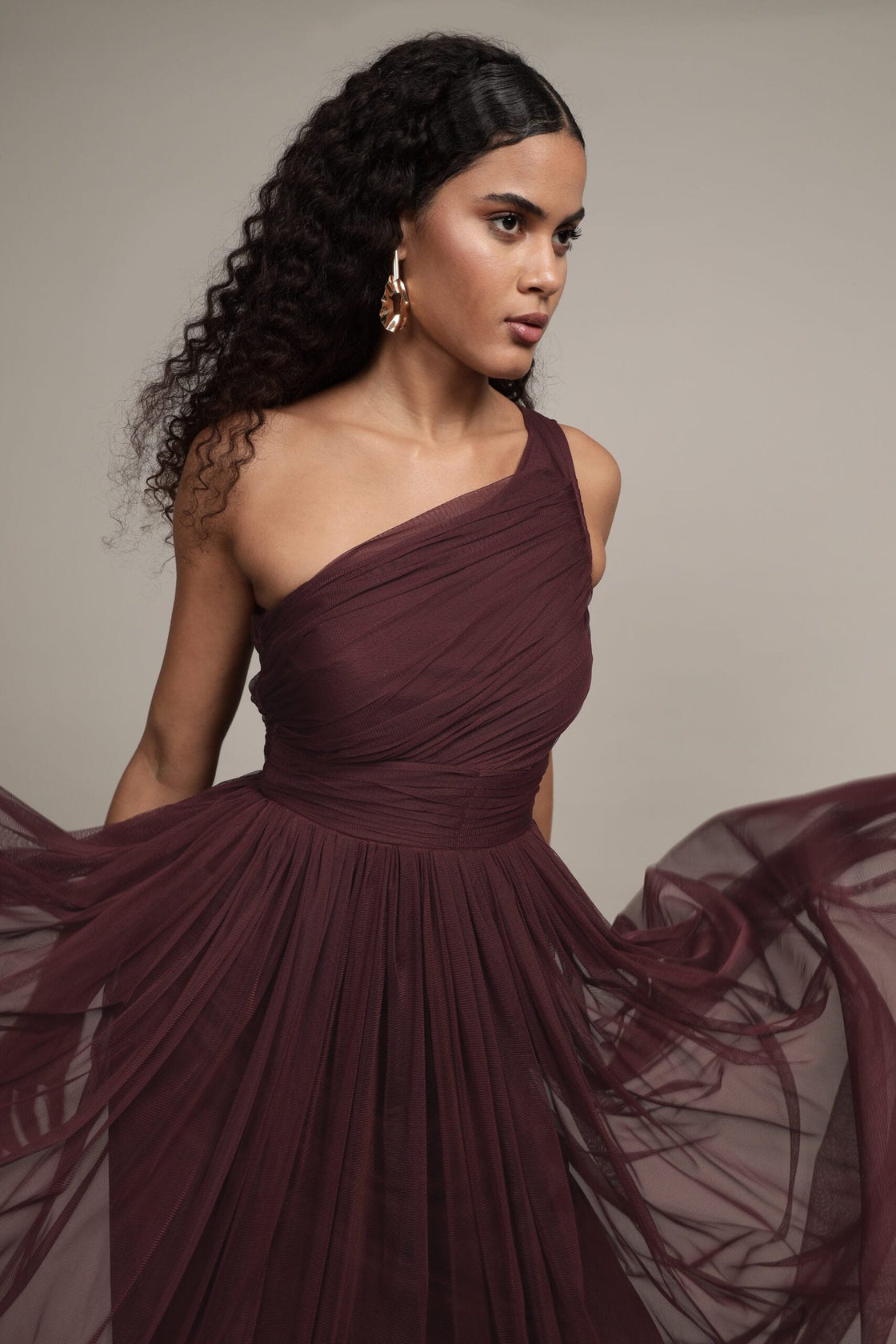One Shoulder Plum