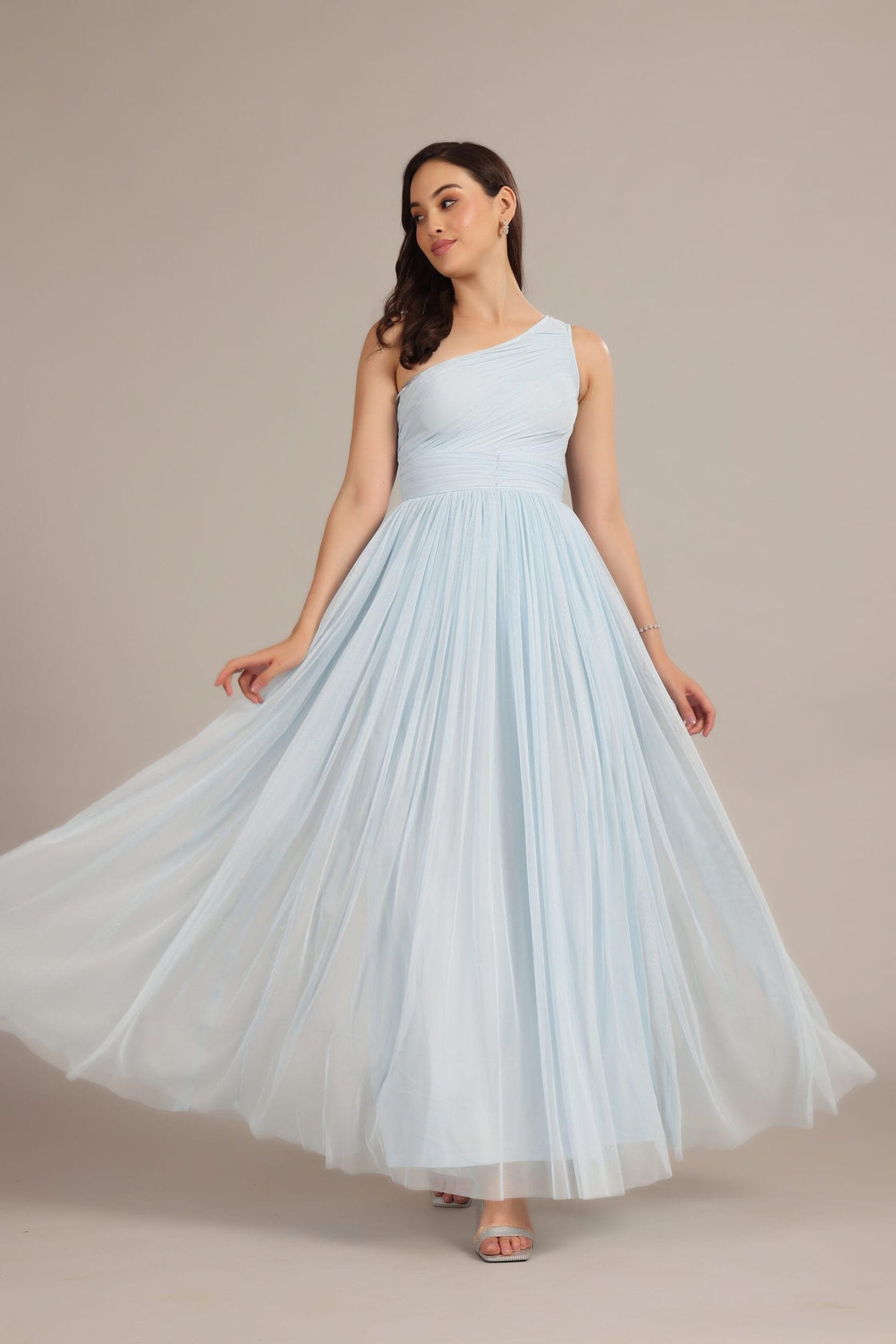 One Shoulder Maxi Sky Blue