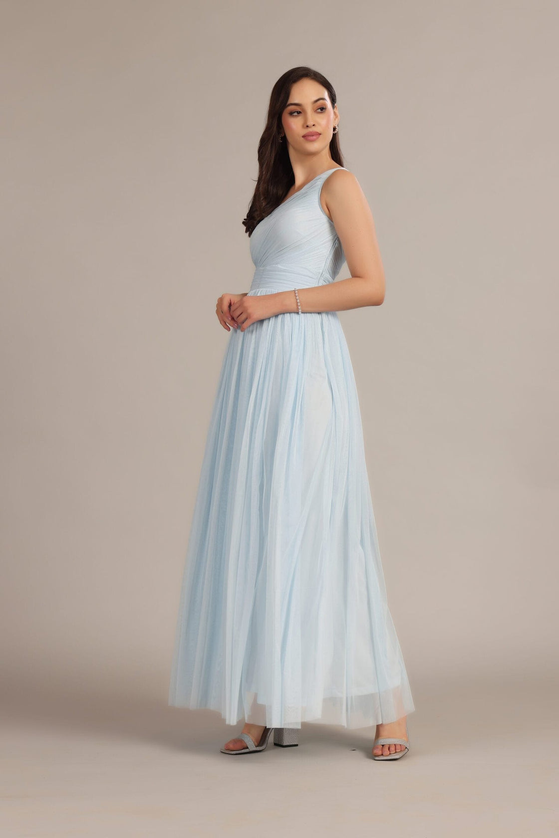 One Shoulder Maxi Sky Blue