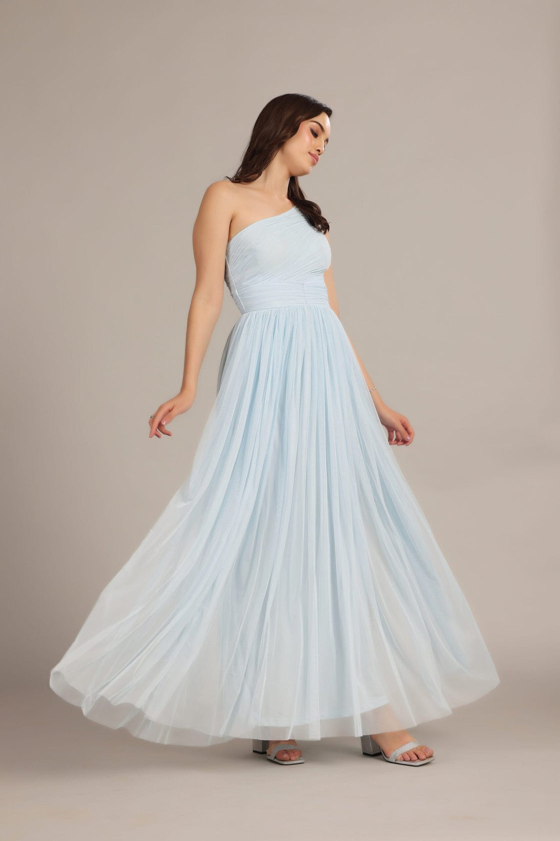 One Shoulder Maxi Sky Blue