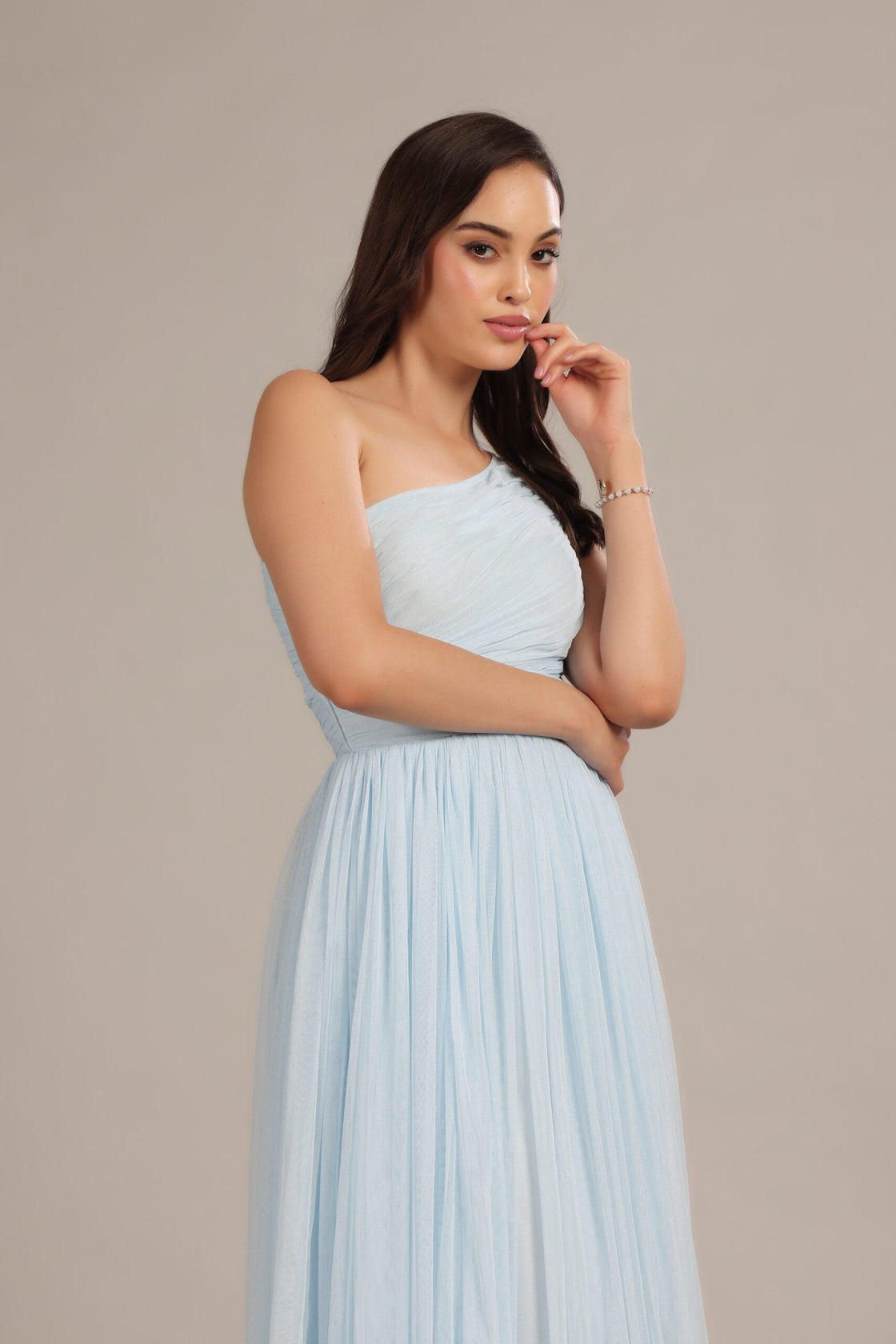 One Shoulder Maxi Sky Blue